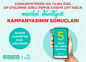 Cumhuriyetimizin 100. Yılına Özel ZIP Üyelerine Zorlu PSM’de Müzikal Davetiye Kampanyasının Sonuçları Açıklandı!