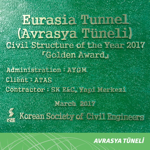 Eurasia Tunnel was awarded “2017 Building Prize of the Year” held by Korean Society of Civil Engineers (KSCE) in Golden Category.